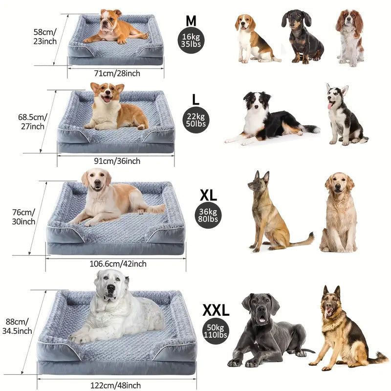Huxpaw Waterproof Bolstered Sofa Dog Bed