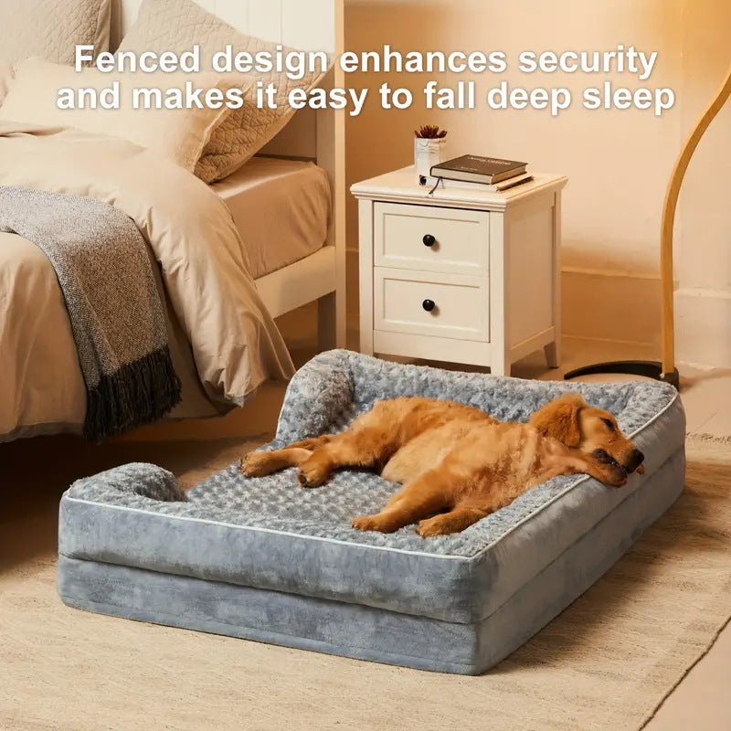 Huxpaw Waterproof Bolstered Sofa Dog Bed