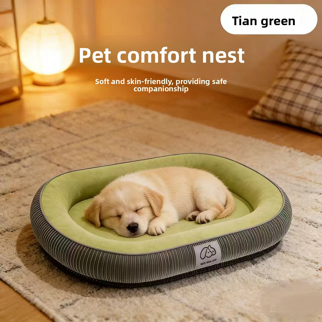 Huxpaw All-Season Washable Dog Cushion — thickened PP cotton bed, sage green, year-round comfort