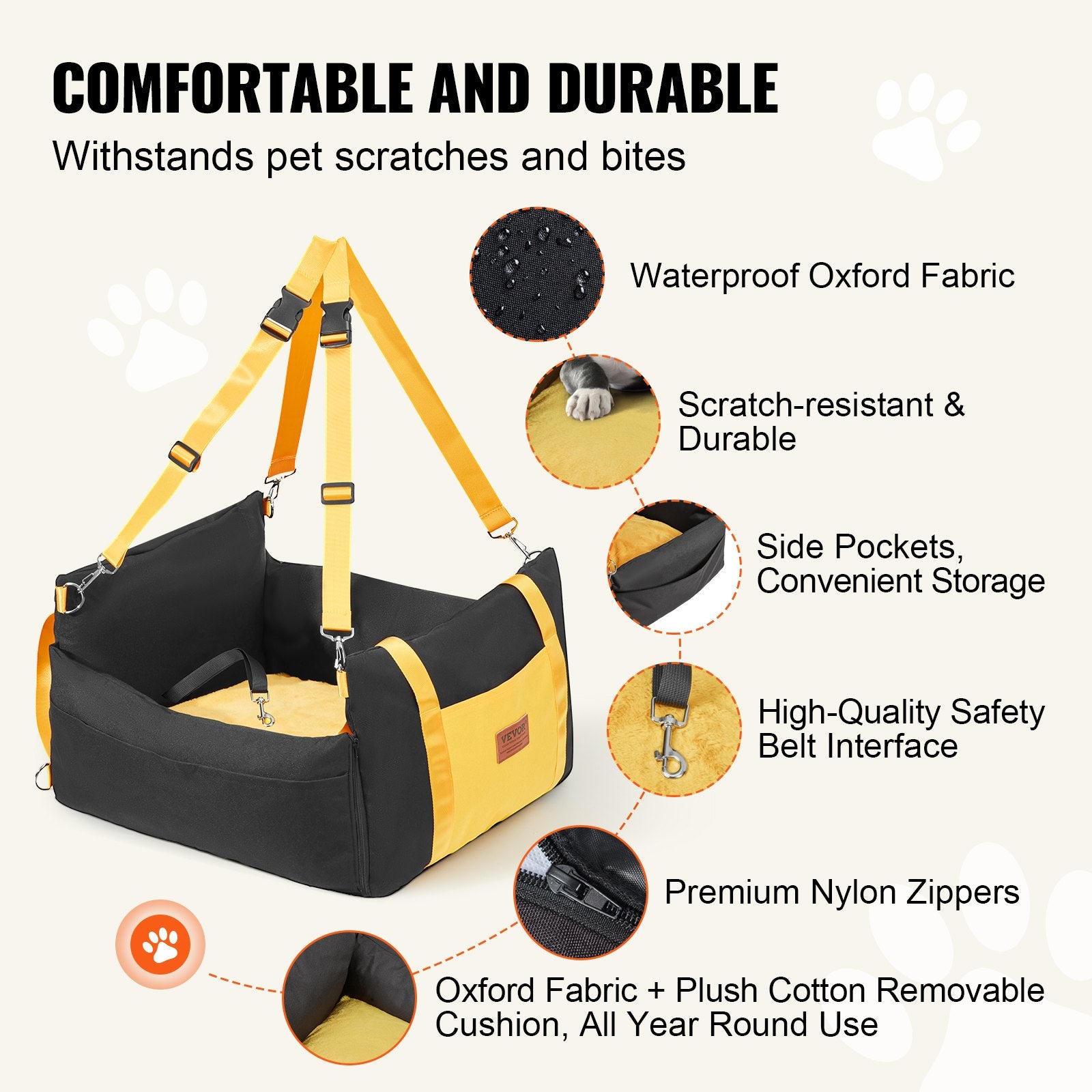 Huxpaw booster car seat padded interior detail
